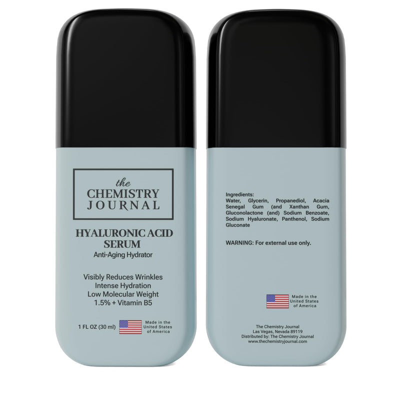 Hyaluronic Acid Serum for Face - Visibly Reduce Wrinkles, Smooth & Plump Skin, Vitamin B5, Low Molecular Weight, Hydrating Anti-Aging Serum. Made in the United States of America.