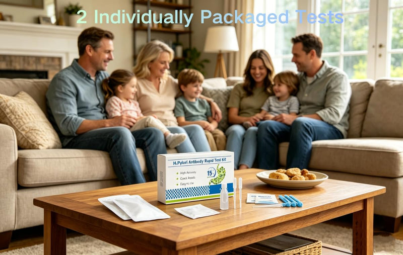 H Pylori Test Kit, 2 PCS H Pylori Self Test for Home Use, 99.9% High Accuracy, Easy to Use, Fast Results in 10-15 Minutes