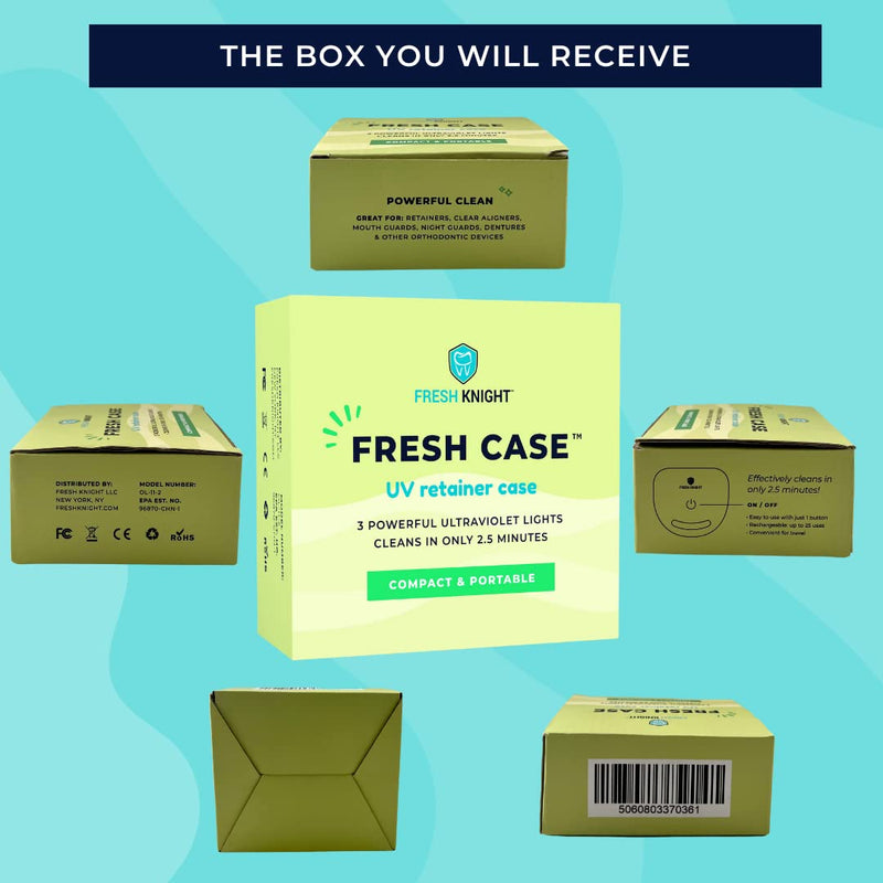 [Australia] - FRESH KNIGHT UV Retainer Case | UVC Retainer Cleaner, Disinfects Cleans and Removes Odors, Mouth Guard Case, compatible for Invisalign Container (Black-UV) Black UV 1 Box 