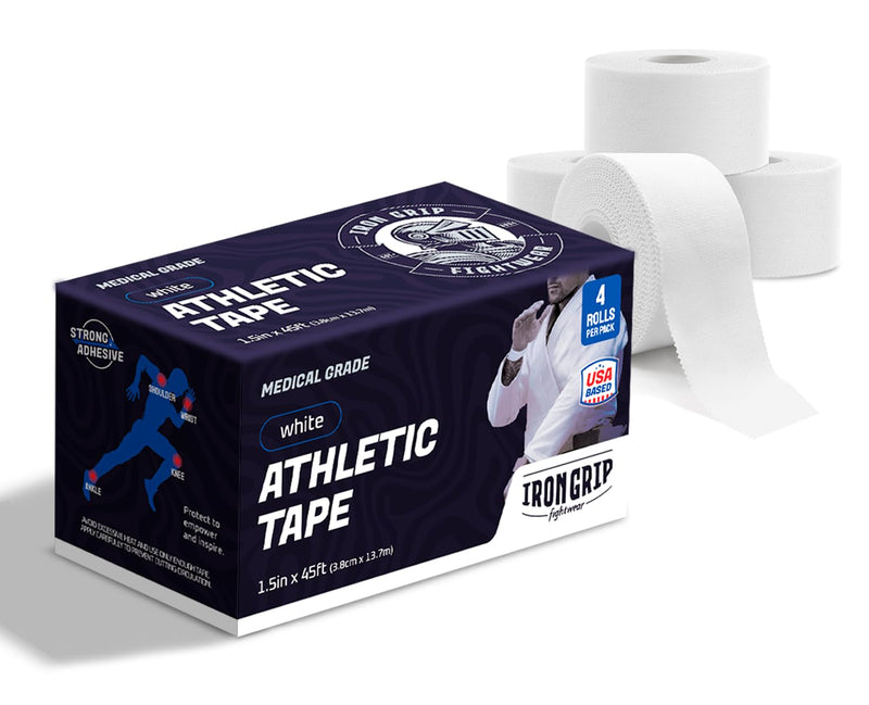 [Australia] - Premium Sports Medical Athletic Tape White (4-Rolls) 1.5in x 45 ft | 100% Cotton, Easy Tear, No Sticky Residue | Best Tape for Jiu-Jitsu Athletes & Trainers | Ankles and Wrist | 