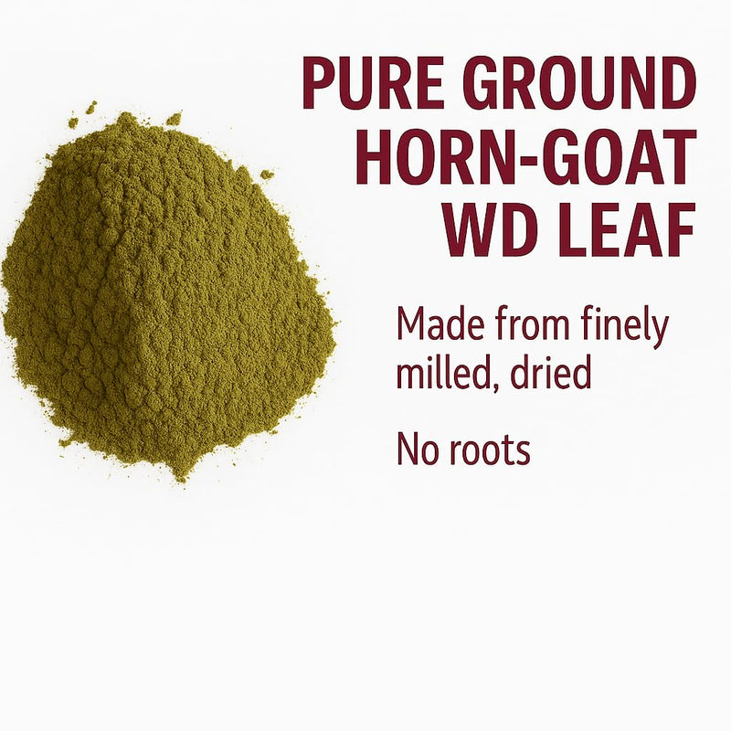 Clean HornGoat Wd Powder | Pure & Natural | No Fillers or Additives | Ground Leaf | Packed in the UK | 50 Servings 1 Month Supply