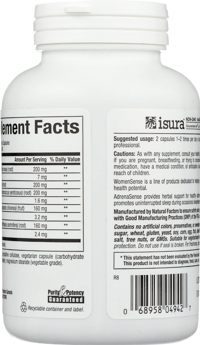 [Australia] - WomenSense AdrenaSense by Natural Factors, AdrenaSense, Herbal Supplement for Adrenal Support and Stress Relief, Vegan, Non-GMO, 120 Capsules 120 Count (Pack of 1) 