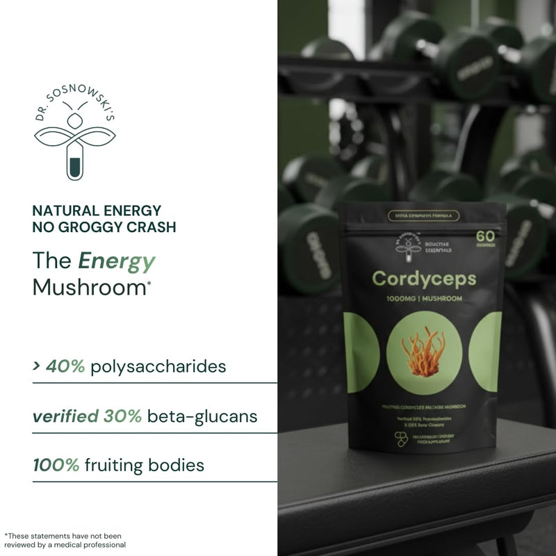 Dr Sosnowski's BioActive Cordyceps Mushroom Capsules | 1000mg High Strength Cordyceps Extract for Daily Support (120 Capsules)