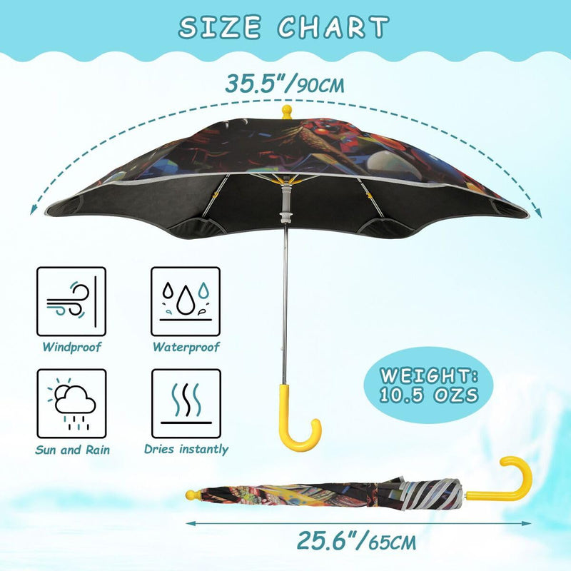 ALAZA Kids Umbrella Stick Umbrellas Cute Umbrella for Boys Girls Toddler UV/Sun Rain Windproof Multi11