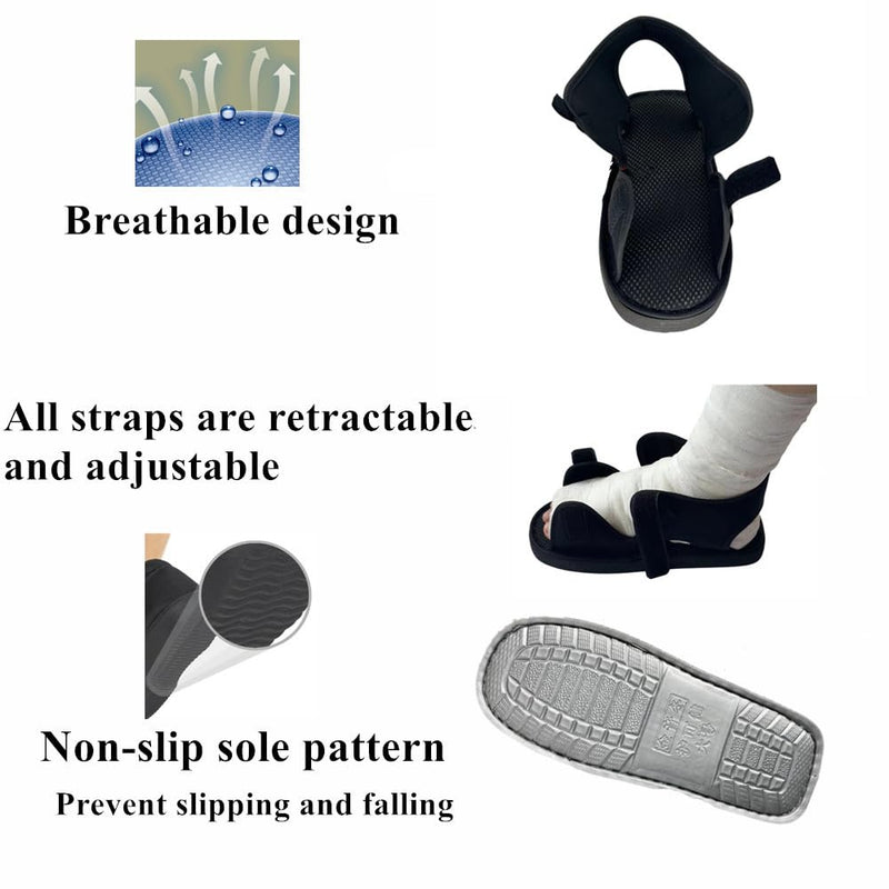 Post Op Shoe, Recovery Plaster Shoe with Waterproof Leg Cast Cover, Unisex, Adjustable, Lightweight, Easy to Wear, No difference between left and right feet, One Shoe Black (M) Medium