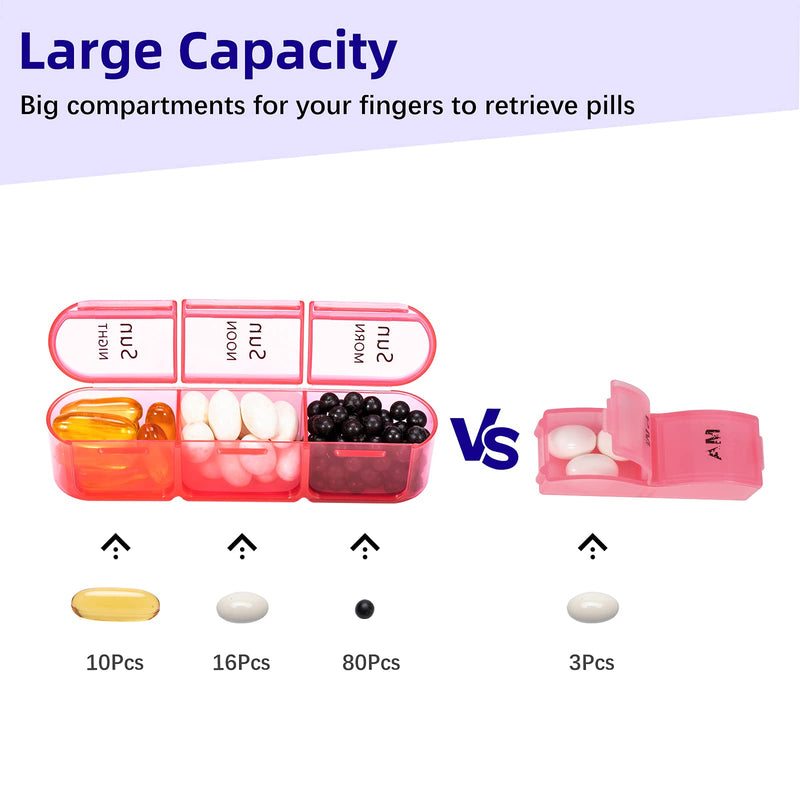 [Australia] - ASprink Pill Organizer 3 Times a Day - Weekly Pill Organizer 3 Times a Day - Large Pill Box 7 Day Medicine Organizer Pill Case, Pill Box Organizer Container, Daily Pill Box 3 Times a Day for Vitamins Black 