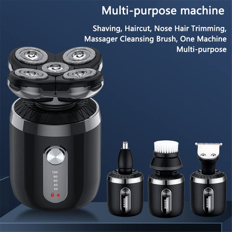 [Australia] - Head Shavers for Men, Men’s 5-in-1 Electric Head Shaver, Waterproof Electric Razor, Rechargeable Wet and Dry Mens Grooming Kit Head Shaver A 5 Head 