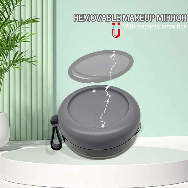 [Australia] - Denture Case, Portable Denture Bath Case, No-Leak Denture Bath Box with Strainer & Mirror (Grey) Grey 