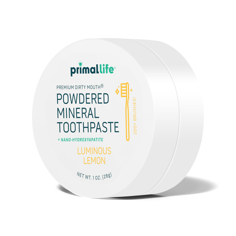 [Australia] - Primal Life Organics - Dirty Mouth Luminous Lemon Toothpowder, Tooth Cleaning Powder, Flavored Essential Oils with Natural Kaolin & Bentonite Clay, Good for 200+ Brushings, Paleo, Organic, Vegan 