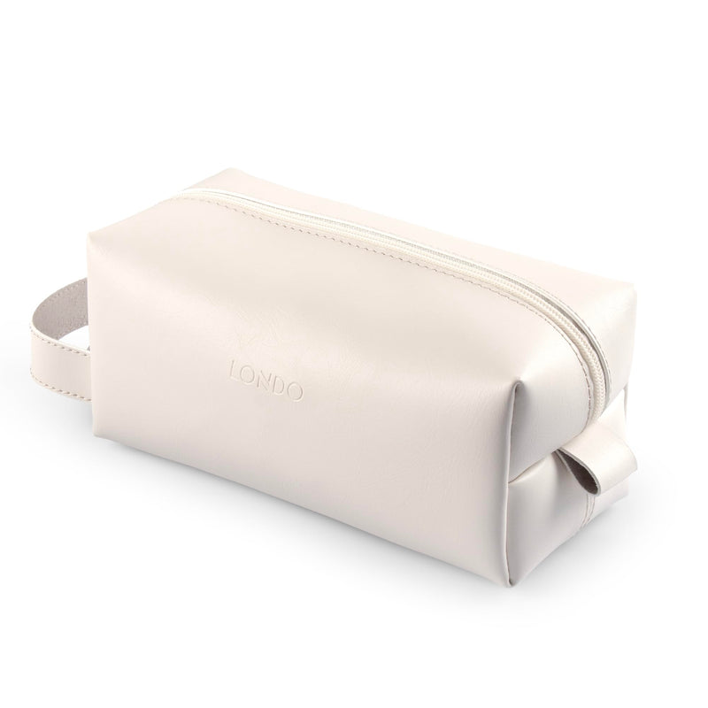 Londo Leather Cosmetic Makeup Pouch & Travel Watch Box. High Quality Stylish Durable Protective Storage Organizer for Toiletries & Versatile Accessories (White) White
