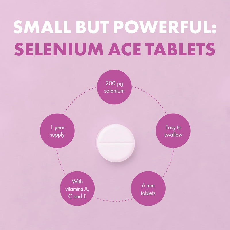 Incite Nutrition Selenium Tablets 200mcg. 12 Month Supply of Essential Mineral Supplements. Selenium Nail Supplements with Vitamins A, C and E, to Combat Oxidative Stress Selenium Ace