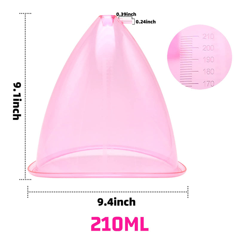[Australia] - Buttocks Vacuum Cups 210ml, XXL Vacuum Therapy Cupping Machine Accessories 9.4 inch Diameter Butt Suction Cups with Y-Hose for Bigger Butt Lifting Body Massage, 1 Pair (Pink) 