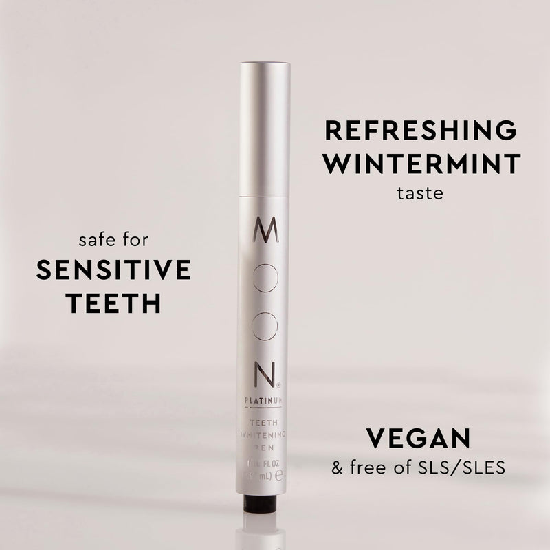 [Australia] - MOON Teeth Whitening Pen - Gentle on Sensitive Teeth, Whitens with Antioxidants & Essential Oils - Vegan Whitening Gel in an Easy Applicator - Platinum Mint 