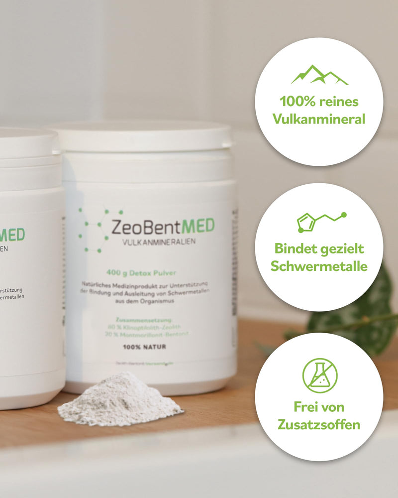 [Australia] - ZeoBent MED Detox Powder 400g, Zeolite Bentonite, Medical Product, Pharmacy Quality, Comparison Winner, Colon Cleansing, Detoxification of Heavy Metals, Detoxification Treatment, Volcanic Minerals, Healing Clay 400g (Pack of 1) 