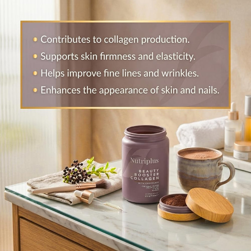 FARMASi Nutriplus Beauty Booster Collagen Powder, Sugar Free, 7.4 oz | Provides Hydrolyzed Collagen Types I II and III Combined with Protein and Essential Nutrients For Daily Supplementation