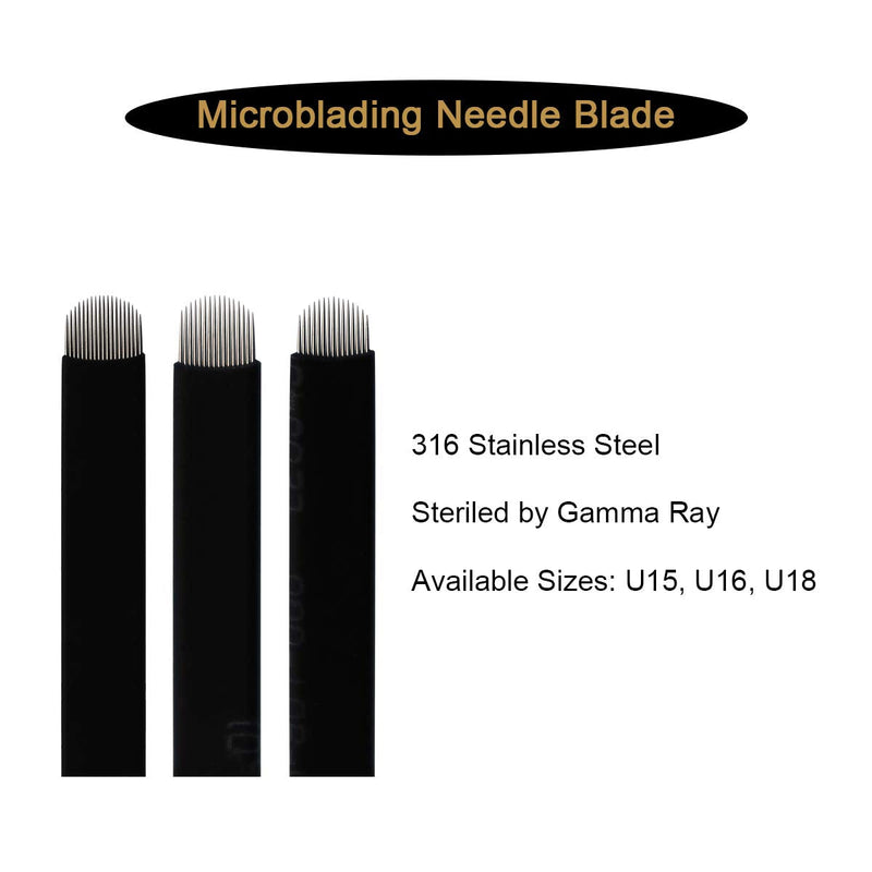 [Australia] - Guapa 100 Pcs Black Disposable Microblading Blade U 0.20mm Permanent Makeup Manual Hair Strokes Tattoo Needle (U18) 1 Count (Pack of 100) 