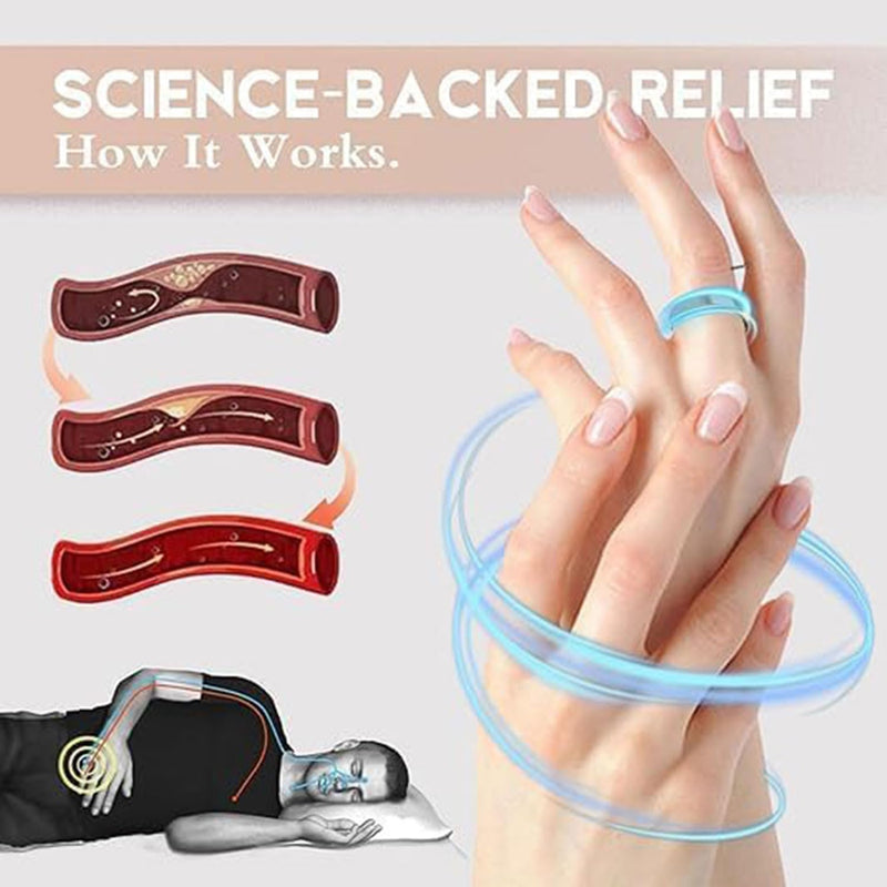 [Australia] - Auvulis Migraine Rings for Women Men Lymphatic Vitality Magneti Fatigue Relief Rings Stainless Steel Adjustable Rings Silver 