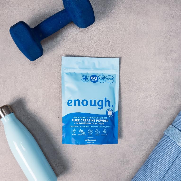 enough. Pure Creatine Powder with Magnesium Glycinate 330g (60 Days) - Monohydrate Creatine Powder, Ultrafine, Premium, 100% Micronised, Easy Dissolve, Vegan, Unflavoured, for Men and Woman