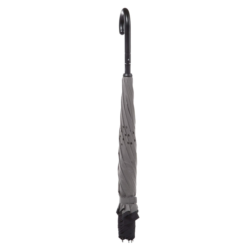 Totes Auto Reverse Close Windproof Stick Inbrella with Water Repellent Protection Black/Grey