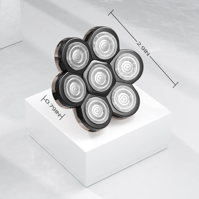 7 Blades Head Shaver Replacement Heads, Shaver Blade Heads Replacement for Electric Razor for Men Black