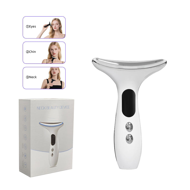 3-in-1 LED Skin Sculptor - Red Light Neck Massager with Heat - Ergonomic Relaxation Device for Muscle Comfort & Skin Care, Non-Medical Personal Use,White,2025