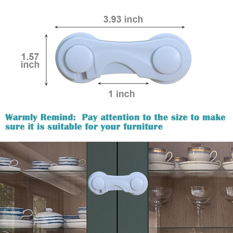 [Australia] - Cabinet Door Locks for Baby Proof and Child Safety, 4 Pack Cabinet Locks with Adhesive for Drawer Cupboards Fridge Closet and Pantry, Childproof Door Latch for Protecting Kids (White-4PCS) 