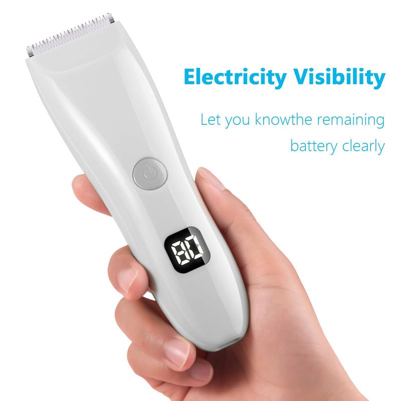 Bikini Trimmer for Women, Electric Razors for Pubic Legs Body Hair, Face Shaver Hair Trimmer Wet/Dry Body Shaver Groomer Replaceable Ceramic Blade Heads Waterproof Hair Removal, Gifts for Women White
