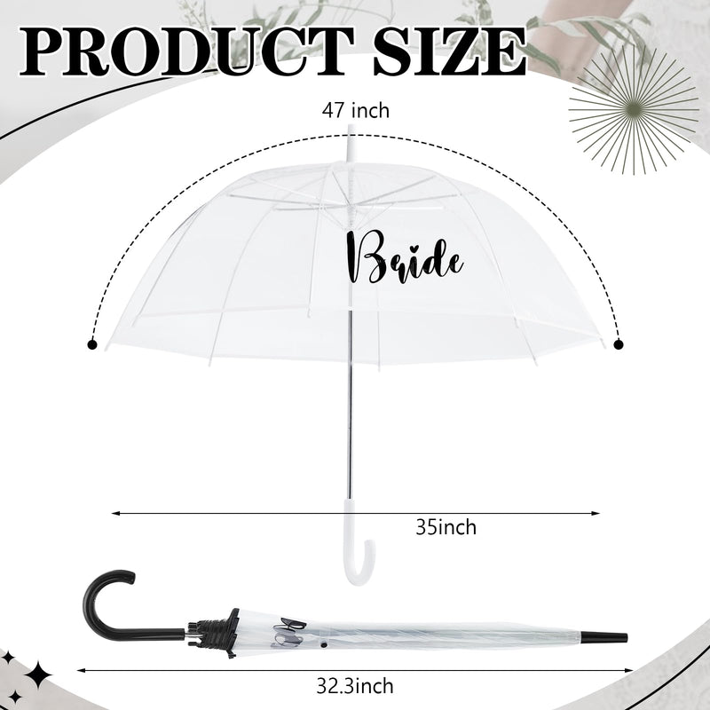 2 Clear Wedding Umbrellas, Large Bubble Wedding Umbrella for Bride and Groom with J Hook Handle Lightweight Bridal Umbrellas for Weddings Rain Outdoor Ceremony
