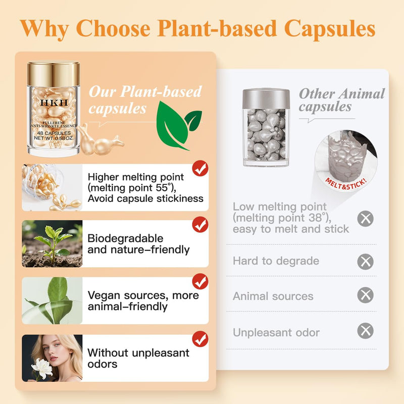 Vitamin C Face Serum Capsules Oil - HKH Vit C with Vitamin E Serum Capsules - Evens Skin Tone & Reduces Fine Lines Skincare - 48 Travel-Friendly for Smoothing Moisturizing Skin - with Scissors Vitamin C (plant-based)