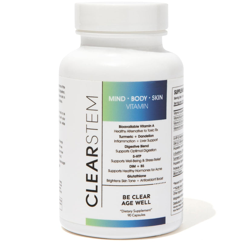 [Australia] - CLEARstem - MINDBODYSKIN Hormonal Acne Supplement (5-HTP) - Natural DIM Supplement - Skin Care Vitamins - Hormone Balance, Antioxidants - Vegan, Gluten Free, Cruelty Free - 30 Servings, 90 Capsules 5HTP 
