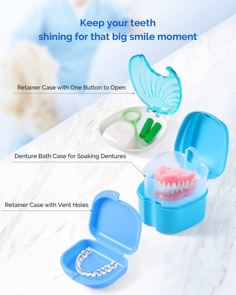 [Australia] - JMU Retainer Case with Vent Holes, 4 Pack Orthodontic Mouth Guard Cases Denture Case Blue/Teal/Purple/Pink 