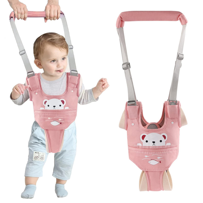 [Australia] - Baby Walking Harness Handheld Baby Walker Assistant Belt Adjustable Toddler Infant Walker Safety Harnesses Standing Up and Walking Learning Helper with Detachable Crotch for 9-24 Month (Pink) pink 
