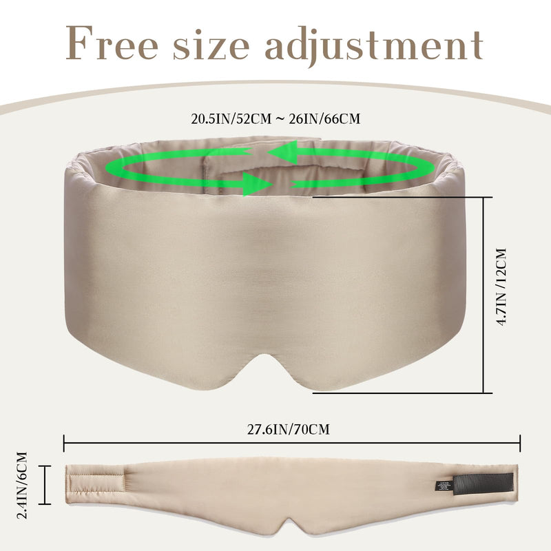 [Australia] - 100% Mulberry Silk Sleep Mask Eye Mask for Women Man with Adjustable Band, for Side Sleeper Blackout Sleep Mask for Travel Rest and Office Large Size (Taupe) Taupe 