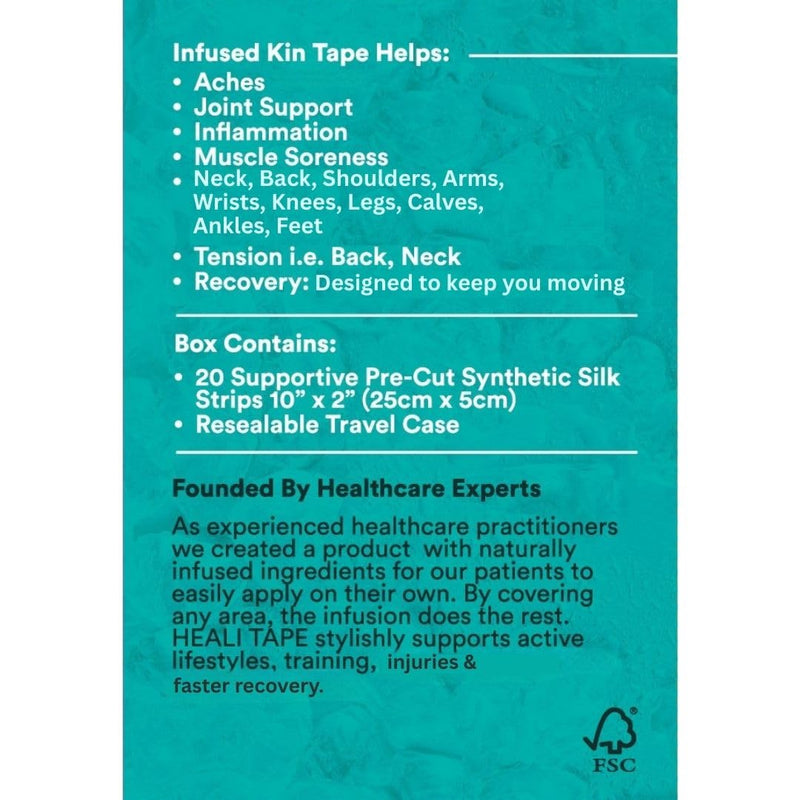 [Australia] - Heali Kinesiology Tape with Magnesium and Menthol, 20 Pcs Precut Strips, K Tape Roll, Knees, for Physical Therapy, Sports, Muscles and Joints, Water Resistant, Blue Splatter 20pc Roll: Splatter Paint 