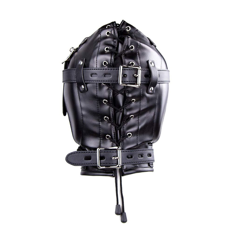 [Australia] - Leather Bondage Mask Hood Black 