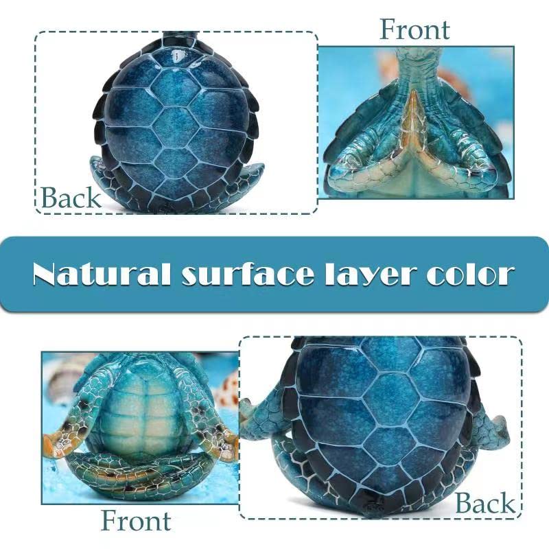 Meditating Sea Turtle Statues Yoga Zen 2Pcs Resin Beach Home Decor