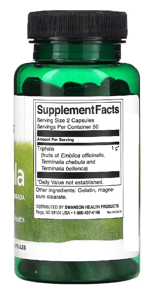 Swansons Swanson - Triphala 500mg | Traditional Ayurvedic Digestive & Detox Support | 100 Capsules