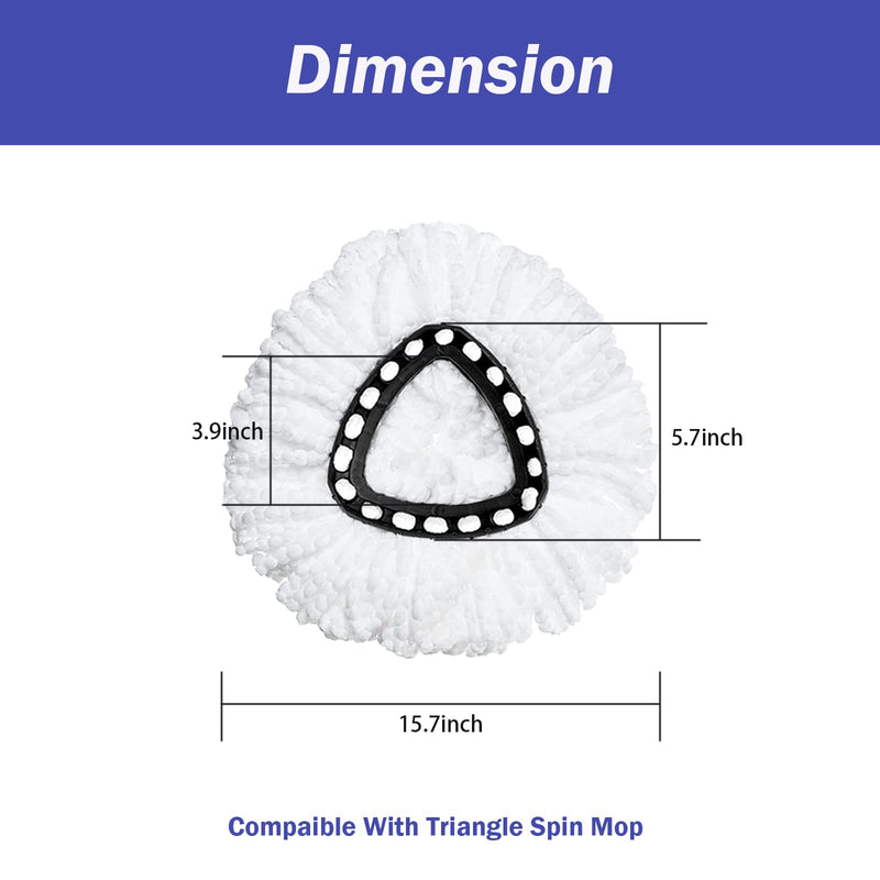 [Australia] - Spin Mop Replacement Head 4 Pack Mop Refill Compatible with Ocedar Triangle Swivel Mops Microfiber Swivel Mop Refill,Deep Clean,Machine Washable and Easy to Replace White 4 Count (Pack of 1) 