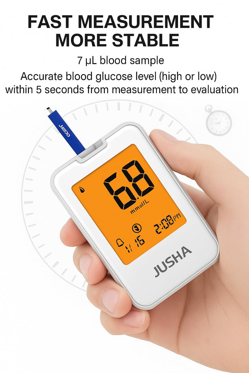 [Australia] - G-427B Bluetooth Blood Glucose Monitor Kit With Free APP - No Coding, 0.7µL Blood Sample, 5s Test, Large Backlit Display with 100 Strips &100 Lancets 
