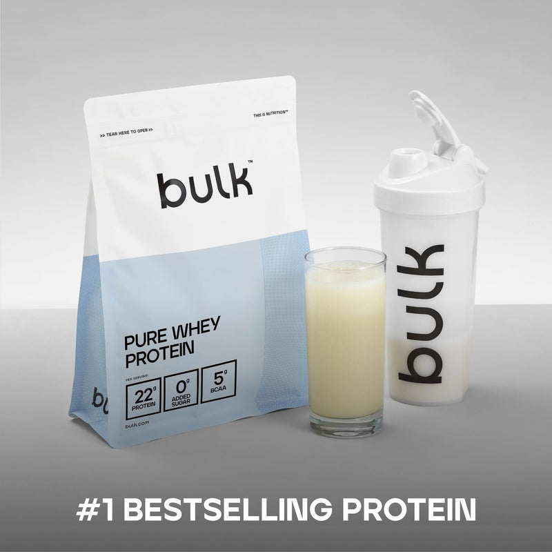 Bulk Pure Whey Protein Powder | Cinnamon Cereal Milk | 22g Protein and 5g BCAAs per Scoop | Whey Concentrate Shake | Low Sugar | Supports Muscle Growth and Repair | Smooth Mixing | Vegetarian | 500g