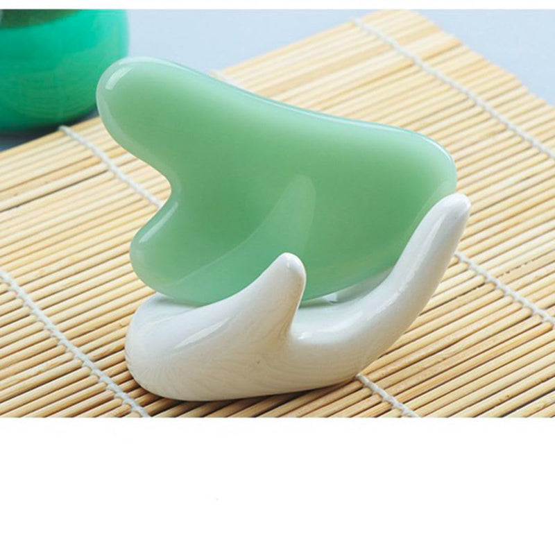 [Australia] - Gua Sha Jade Stone Gua Sha Massage Tool, Guasha Tool for Face and Body Skin Massage. Tools for SPA Acupuncture, Pink Stone for Body Face Neck and Eye, Skin Care Gift for Woman Light Green 