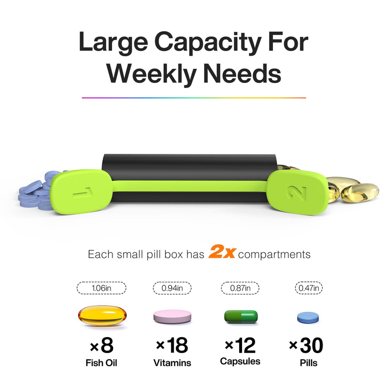 Weekly Pill Organizer 2 Times a Day - Am Pm Pill Box 7 Day, Large Twice Medicine Pill Case for Daily Medication, Vitamins, Fish Oils, Supplements Portable Week Pill Holder Container, Opaque Black