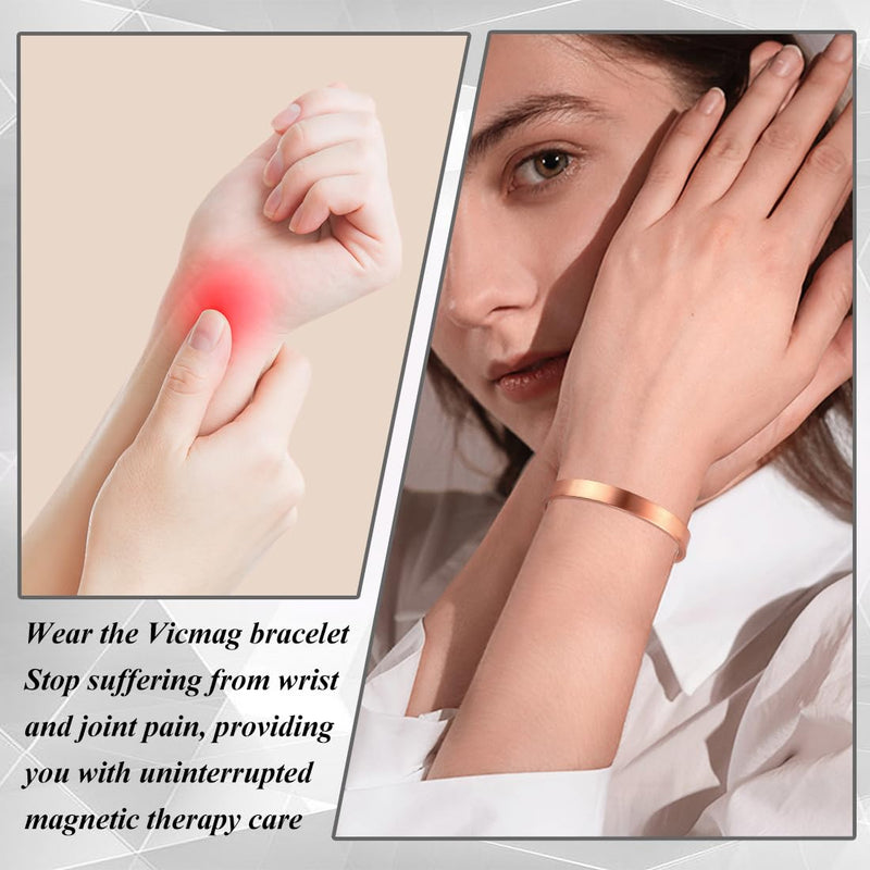 [Australia] - Vicmag Copper Magnetic Bracelet for Women and Men Ultra Strength Magnets 99.9% Pure Copper Strong Magnets Jewelry Gift Adjustable Length 2-Glossy 