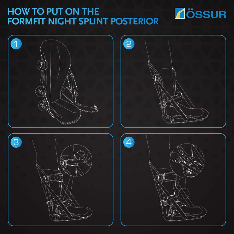 [Australia] - Össur Night Splint Posterior - Plantar Fasciitis & Heel Pain Relief - Adjustable Support for Men & Women - Orthopedic Sleep Aid for Foot Arch Pain, Achilles Tendonitis, and Recovery - Large Large (Pack of 1) 