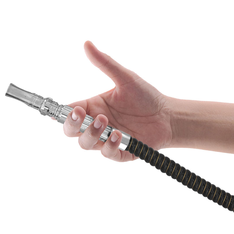 [Australia] - 2 Pack Hookah Hose Washable 39'' Shisha Hose Acrylic Handle Leather Wrapped Pipe For Small Hookah Set (Black) Black 