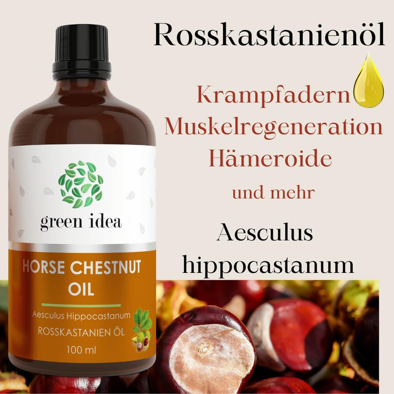 [Australia] - Green idea | HORSE CHESTNUT OIL for varicose veins, hemorrhoids, severe leg syndrome | Vein protective effect | with horse chestnut seed and flower extract - hemorrhoid oil 100 ml 