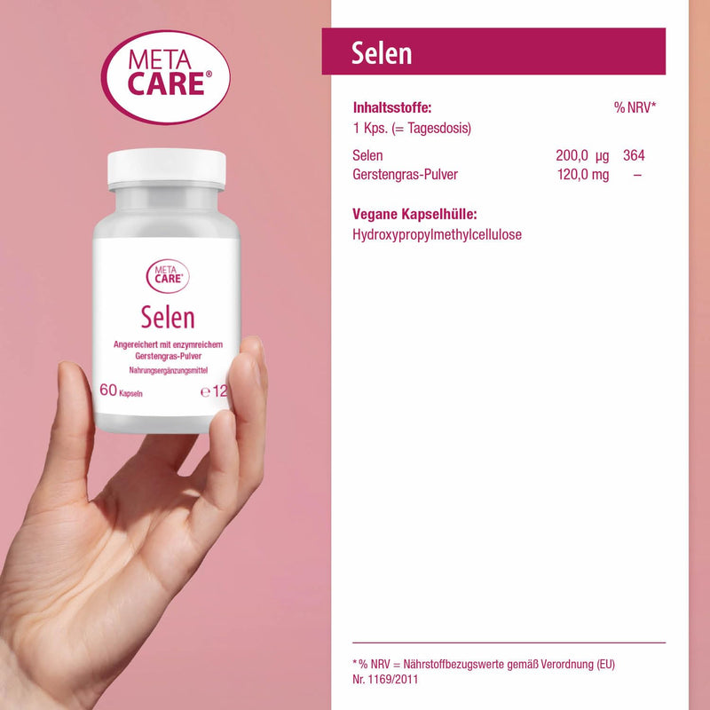 [Australia] - META CARE Selenium - With high-quality barley grass extract - Ideal for increased selenium requirements - High bioavailability - Vegan - 60 capsules 