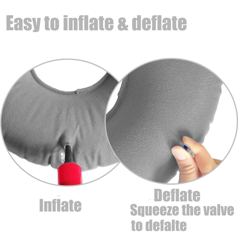 [Australia] - 2 Pack Inflatable Donut Cushion for Tailbone Pain, Hemorrhoidal Donut Pillow, Round Donut Pillow for Sitting, Home, Car or Office Chair (15" Light Blue & Gray) 