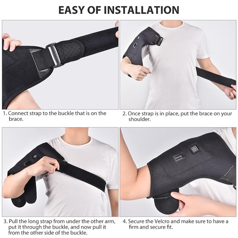 PENINSULA LOVE Shoulder Heating Pad USB Heated Shoulder Wrap with 3 Heat Settings Adjustable Electric Heated Braces for Men Women (Not Include Power Bank)