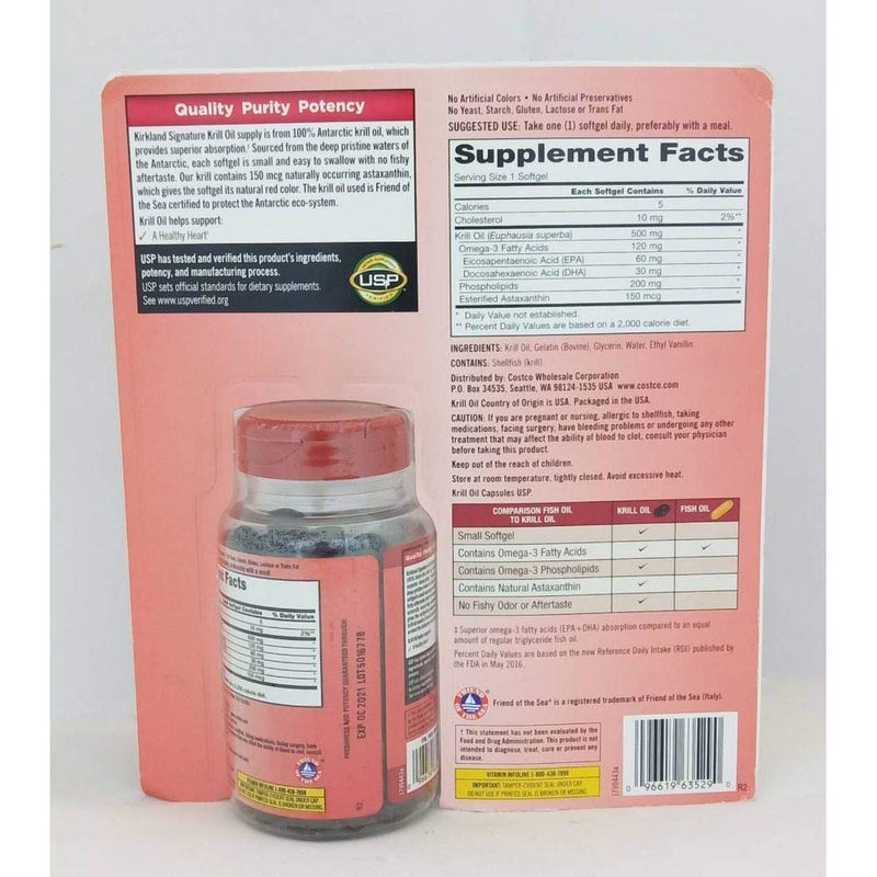 [Australia] - Kirkland Signature Krill Oil 500 Milligram 160 Softgels 160 Count (Pack of 1) 